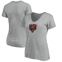 Load image into Gallery viewer, Chicago Bears Majestic Women's Showtime My Favorite Team V-Neck T-Shirt - Heathered Gray NFL LADIES V-Neck
