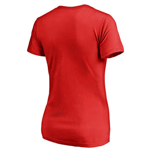 Chicago Cubs Women's Plus Sizes Primary Team Logo T-Shirt - Red MLB Ladies V-Neck