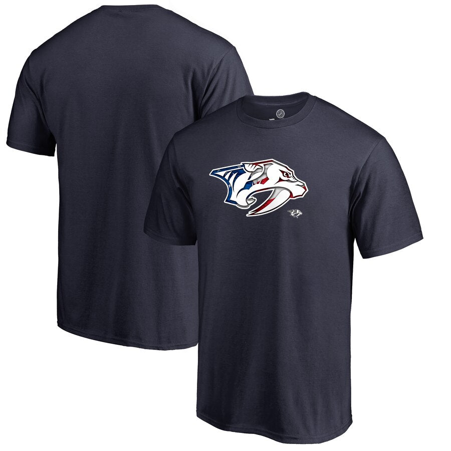 Nashville Predators Banner Wave T-Shirt - Navy NHL Guys Tee