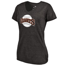 Load image into Gallery viewer, San Francisco Giants Women&#39;s Cooperstown Collection Huntington Tri-Blend V-Neck T-Shirt - Black MLB Ladies V-Neck
