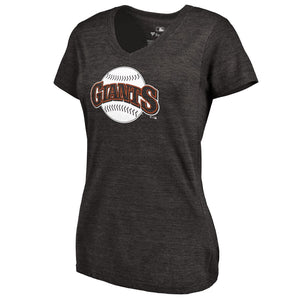 San Francisco Giants Women's Cooperstown Collection Huntington Tri-Blend V-Neck T-Shirt - Black MLB Ladies V-Neck