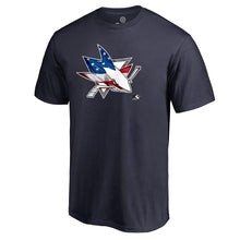 Load image into Gallery viewer, San Jose Sharks Banner Wave T-Shirt - Navy NHL Guys Tee
