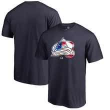 Load image into Gallery viewer, Colorado Avalanche Banner Wave T-Shirt - Navy NHL Guys Tee
