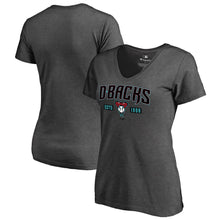 Load image into Gallery viewer, Arizona Diamondbacks Women&#39;s Hometown Collection Snakeskin V-Neck T-Shirt - Heathered Gray MLB Ladies V-Neck
