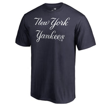 Load image into Gallery viewer, New York Yankees Script Wordmark T-Shirt - Navy MLB Guys Tee
