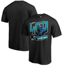 Load image into Gallery viewer, Joe Thornton San Jose Sharks Player Milestone T-Shirt - Black NHL Guys Tee
