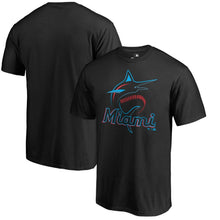 Load image into Gallery viewer, Miami Marlins Majestic 2019 Official Logo T-Shirt - Black MLB Guys Tee
