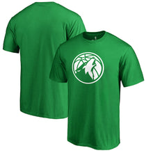 Load image into Gallery viewer, Minnesota Timberwolves St. Patrick's Day White Logo T-Shirt - Green NBA Guys Tee
