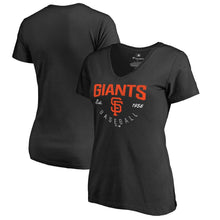 Load image into Gallery viewer, San Francisco Giants Women&#39;s Plus Size Live For It V-Neck T-Shirt - Black MLB Ladies V-Neck
