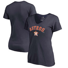 Load image into Gallery viewer, Houston Astros Women&#39;s Team Lockup V-Neck T-Shirt - Navy MLB Ladies V-Neck
