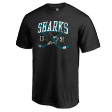 Load image into Gallery viewer, San Jose Sharks Vintage Collection Line Shift Big And Tall T-Shirt - Black NHL Guys Tee
