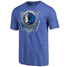 Load image into Gallery viewer, Dallas Mavericks Distressed Team Logo Tri-Blend T-Shirt - Heather Royal NBA Guys Tee
