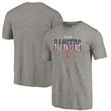 Load image into Gallery viewer, Texas Rangers 2018 Stars &amp; Stripes Freedom Tri-Blend T-Shirt - Gray MLB Guys Tee
