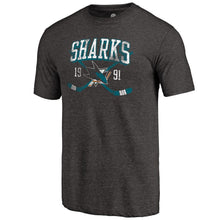 Load image into Gallery viewer, San Jose Sharks Vintage Collection Line Shift Tri-Blend T-Shirt - Black NHL Guys Tee
