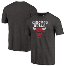 Load image into Gallery viewer, Chicago Bulls Distressed Logo Tri-Blend T-Shirt - Black NBA Guys Tee
