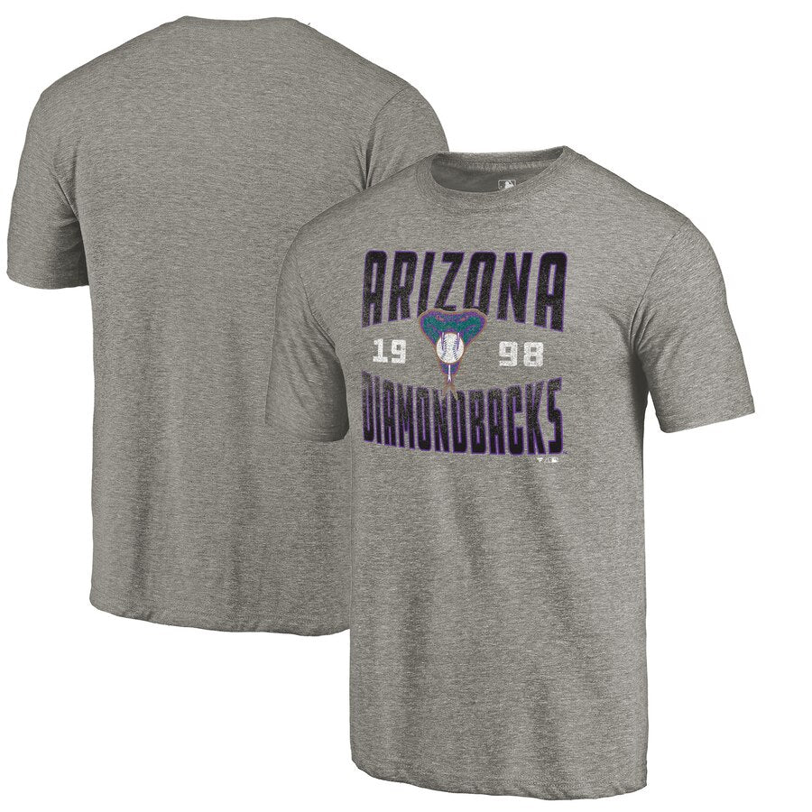 Arizona Diamondbacks Cooperstown Collection Antique Stack Tri-Blend T-Shirt - Gray MLB Guys Tee