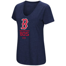 Load image into Gallery viewer, Boston Red Sox Under Armour Women&#39;s Team Lock-Up Performance Tri-Blend V-Neck T-Shirt - Navy MLB Ladies V-Neck
