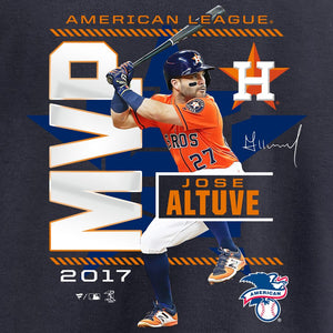 Jose Altuve Houston Astros Women's 2017 American League Mvp V-Neck T-Shirt - Navy MLB Ladies V-Neck