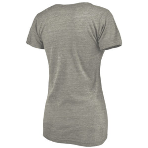 Cincinnati Reds Women's Distressed Team Tri-Blend V-Neck T-Shirt - Heathered Gray MLB Ladies V-Neck