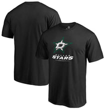 Load image into Gallery viewer, Dallas Stars Team Lockup T-Shirt - Black NHL Guys Tee
