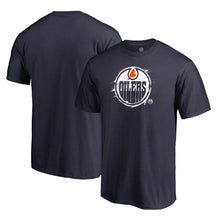 Load image into Gallery viewer, Edmonton Oilers Splatter Logo Big And Tall T-Shirt - Navy NHL Guys Tee
