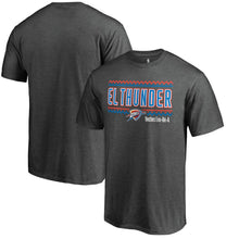 Load image into Gallery viewer, Oklahoma City Thunder Noches Ene-Be-A Wordmark T-Shirt - Heather Gray NBA Guys Tee
