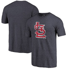 Load image into Gallery viewer, St. Louis Cardinals Distressed Team Tri-Blend T-Shirt - Heathered Navy MLB Guys Tee
