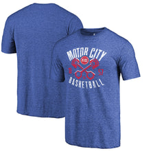 Load image into Gallery viewer, Detroit Pistons Motor City Pistons Hometown Collection Tri-Blend T-Shirt - Royal NBA Guys Tee
