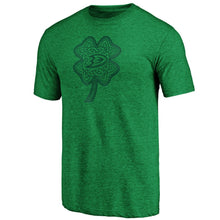 Load image into Gallery viewer, Anaheim Ducks St. Patrick&#39;s Day Celtic Charm Tri-Blend T-Shirt - Green NHL Guys Tee
