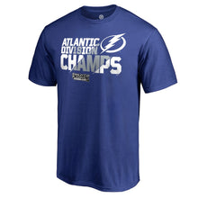 Load image into Gallery viewer, Tampa Bay Lightning 2018 Atlantic Division Champions Locker Room All Time Save T-Shirt - Blue NHL Guys Tee
