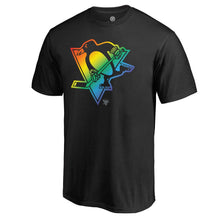 Load image into Gallery viewer, Pittsburgh Penguins Rainbow Pride Big And Tall T-Shirt - Black NHL Guys Tee
