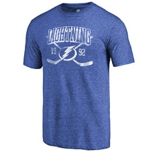 Load image into Gallery viewer, Tampa Bay Lightning Vintage Collection Line Shift Tri-Blend T-Shirt - Heathered Blue NHL Guys Tee

