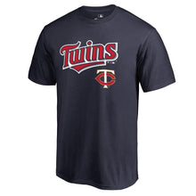 Load image into Gallery viewer, Minnesota Twins Team Lockup T-Shirt - Navy MLB Guys Tee
