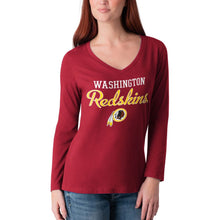 Load image into Gallery viewer, Washington Redskins G-Iii 4Her Carl Banks Women&#39;s Post Season Long Sleeve V-Neck T-Shirt - Burgundy NFL Ladies V-Neck Long Sleeve
