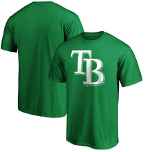 Load image into Gallery viewer, Tampa Bay Rays St. Patrick's Day White Logo T-Shirt – Green MLB Guys Tee
