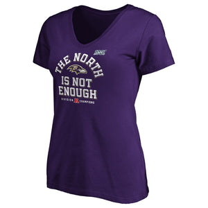 Baltimore Ravens Nfl Pro Line By Women's 2019 Afc North Division Champions Cover Two V-Neck T-Shirt - Purple NFL LADIES V-Neck