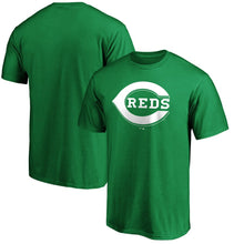 Load image into Gallery viewer, Cincinnati Reds St. Patrick's Day White Logo T-Shirt – Green MLB Guys Tee
