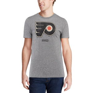 Philadelphia Flyers Adidas Heritage Logo Series Tri-Blend T-Shirt - Heathered Gray NHL Guys Tee