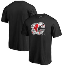 Load image into Gallery viewer, Calgary Flames Banner Wave T-Shirt - Black NHL Guys Tee
