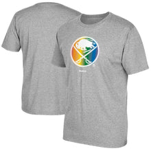 Load image into Gallery viewer, Buffalo Sabres Reebok Rainbow Pride T-Shirt - Gray NHL Guys Tee
