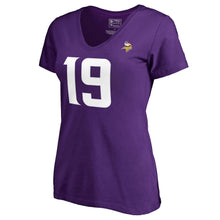 Load image into Gallery viewer, Adam Thielen Minnesota Vikings Nfl Pro Line By Women&#39;s Stack Name &amp; Number V-Neck T-Shirt - Purple NFL LADIES V-Neck
