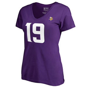 Adam Thielen Minnesota Vikings Nfl Pro Line By Women's Stack Name & Number V-Neck T-Shirt - Purple NFL LADIES V-Neck