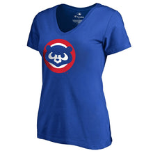 Load image into Gallery viewer, Chicago Cubs Women&#39;s Cooperstown Collection Huntington V-Neck T-Shirt - Royal MLB Ladies V-Neck
