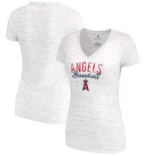 Load image into Gallery viewer, Los Angeles Angels Let Loose By Rnl Women&#39;s Endless Deep V-Neck T-Shirt - White MLB Ladies V-Neck
