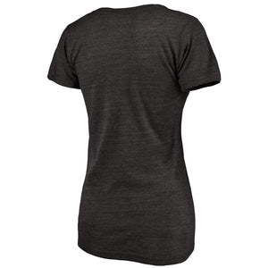 Los Angeles Dodgers Women's Distressed Team Tri-Blend V-Neck T-Shirt - Black MLB Ladies V-Neck