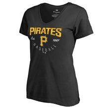 Load image into Gallery viewer, Pittsburgh Pirates Women&#39;s Plus Size Live For It V-Neck T-Shirt - Black MLB Ladies V-Neck
