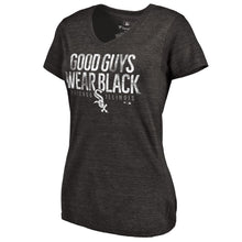 Load image into Gallery viewer, Chicago White Sox Women&#39;s Good Guys Hometown Tri-Blend T-Shirt - Black MLB Ladies V-Neck
