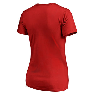 Cincinnati Reds Women's Onside Stripe V-Neck T-Shirt - Red MLB Ladies V-Neck