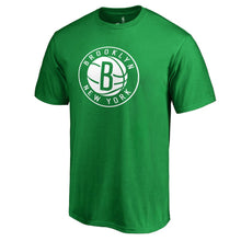 Load image into Gallery viewer, Brooklyn Nets St. Patrick's Day White Logo T-Shirt - Green NBA Guys Tee
