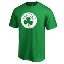 Load image into Gallery viewer, Boston Celtics St. Patrick&#39;s Day White Logo T-Shirt - Green NBA Guys Tee
